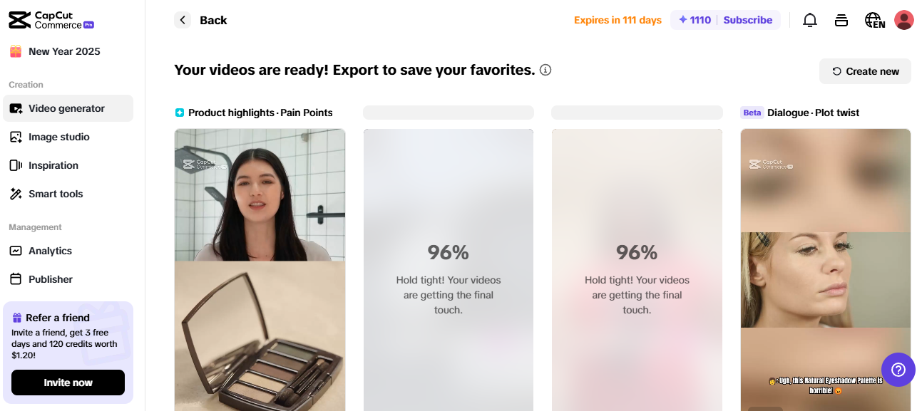 Pippit dashboard highlighting dropshipping tools for creating engaging product videos and marketing content. 